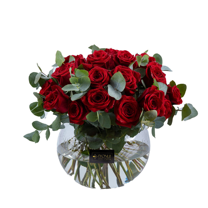 GV-Red Essence |Red Roses | Glass Vase