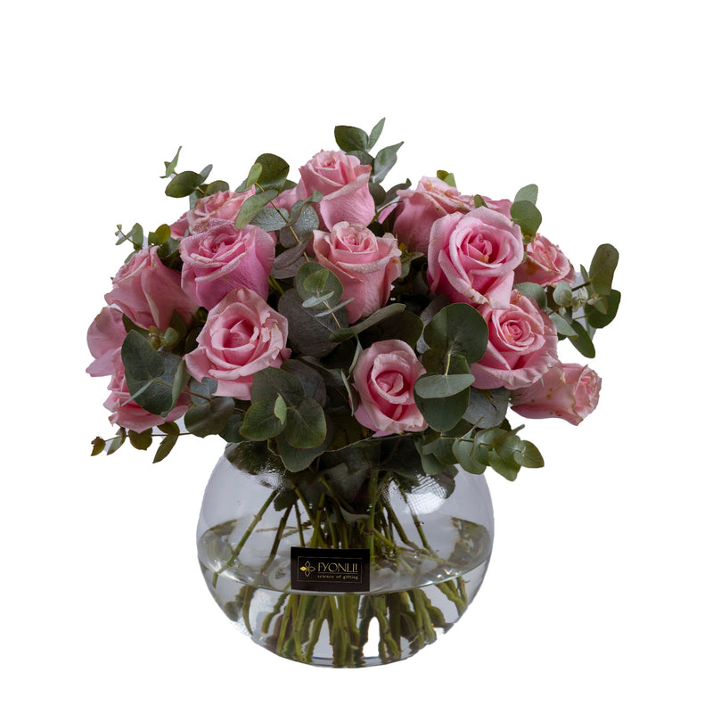 GV-Pink Expression | Pink Roses |Glass Vase